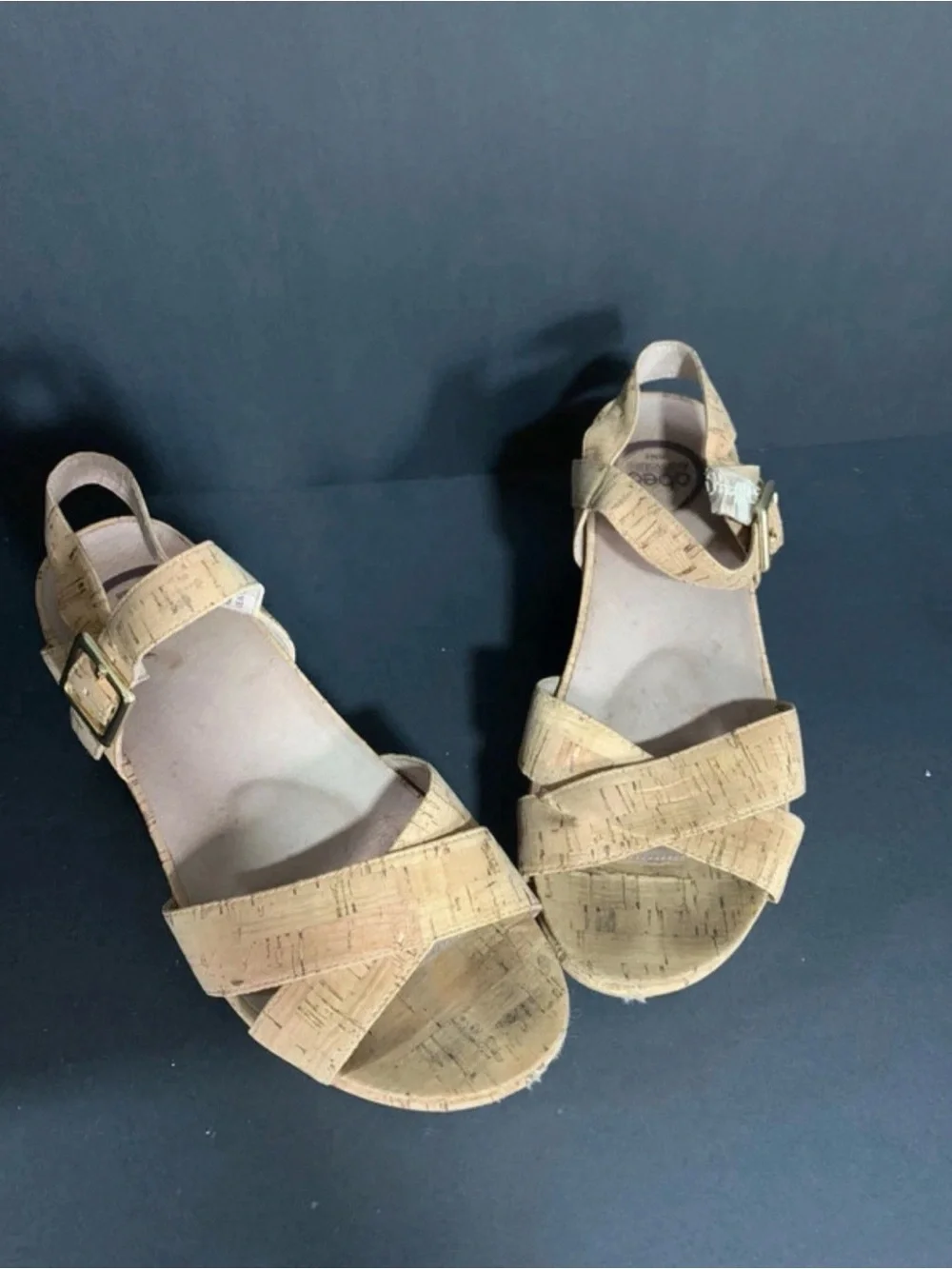 Obeo women's 8 cork platform wedge buckle sandal heels 477